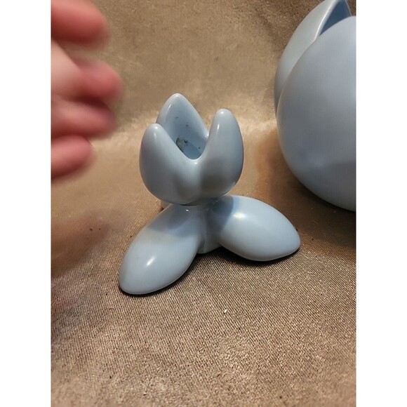 Vintage CAMARK Bowl Planter & 2 Candle Holders Aqua Blue Lotus Flower MCM Retro - Picture 3 of 16